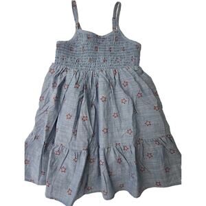 Cat‎ & Jack Girls Cotton Dress Blue with red Stars. 4th Of July Patriotic 6/6X